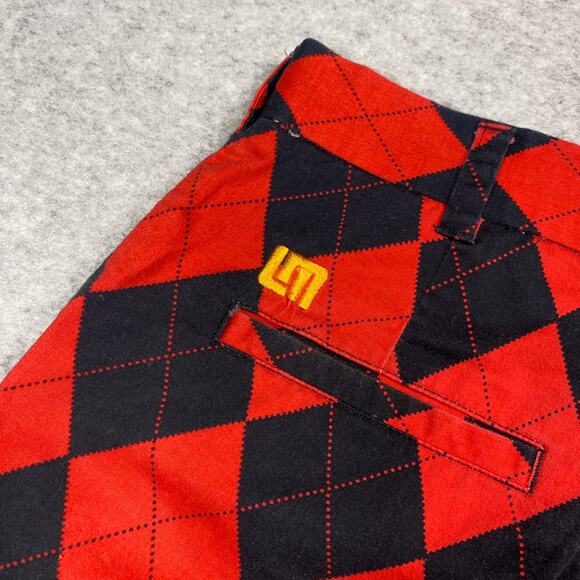 Loudmouth Golf Mens 30 Red Black Argyle Pattern Shorts - Picture 6 of 12